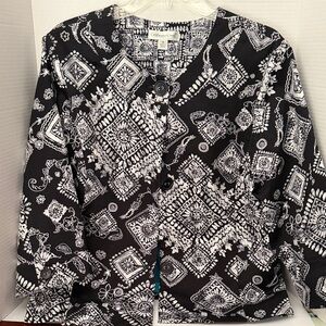 Coldwater Creek Black and White Bandana Print Jacket